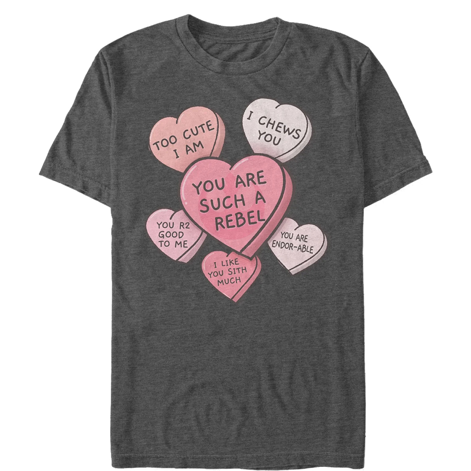 Men's Star Wars Valentine Galactic Candy Hearts  Graphic Tee Charcoal Heather X Large | Walmart (US)