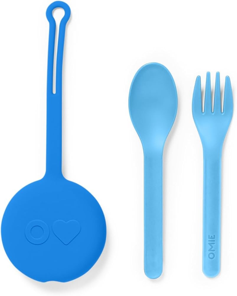 OmieBox Kids Utensils Set with Case - 2 Piece Plastic, Reusable Fork and Spoon Silverware with Po... | Amazon (US)