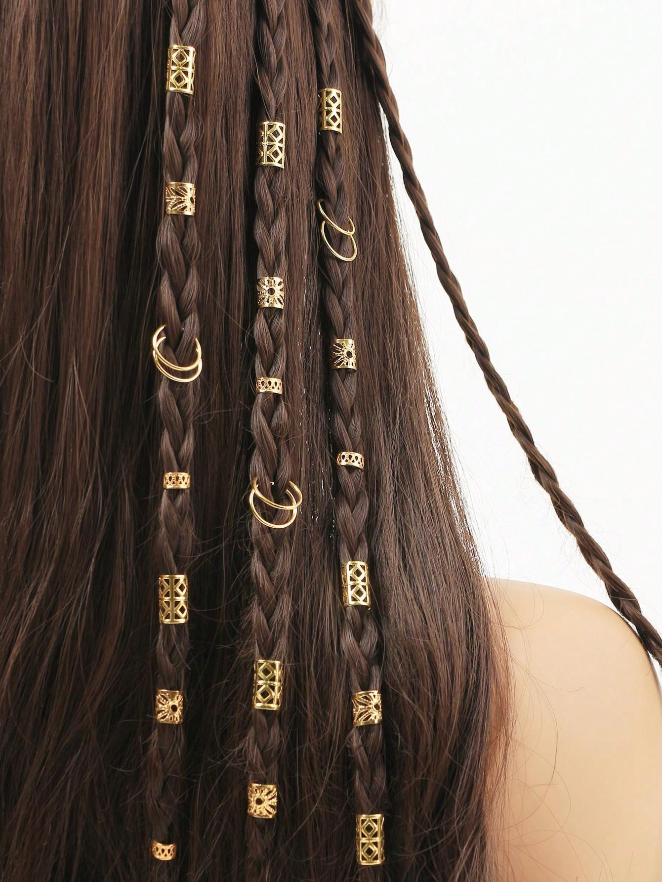 80pcs Mixed Golden Dreadlocks Set, Personalized Street Party Braided Hair Clips Hair Accessories ... | SHEIN