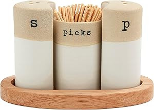 Mud Pie S and P Shaker Toothpick Set, assembled 2 3/4" x 5 1/4" dia, Brown | Amazon (US)