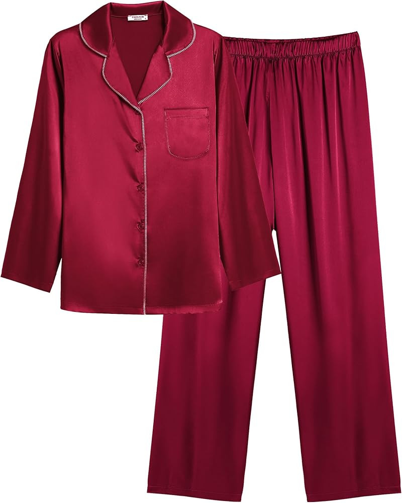 Ekouaer Pajamas For Women Set Silk Pjs 2 Piece Satin Sleepwear Long Sleeve Button Down Lounge Set... | Amazon (US)