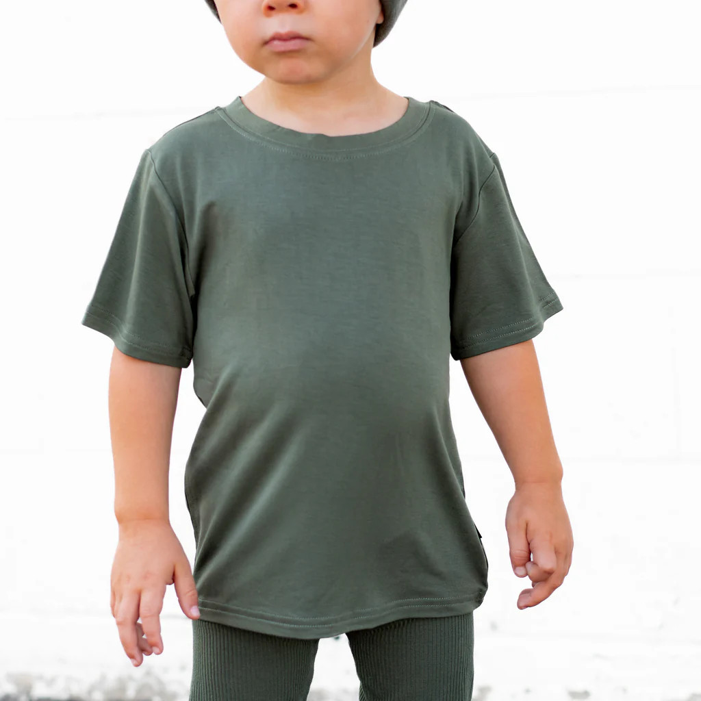 BAMBOO BASIC TEE- Moss | millie + roo