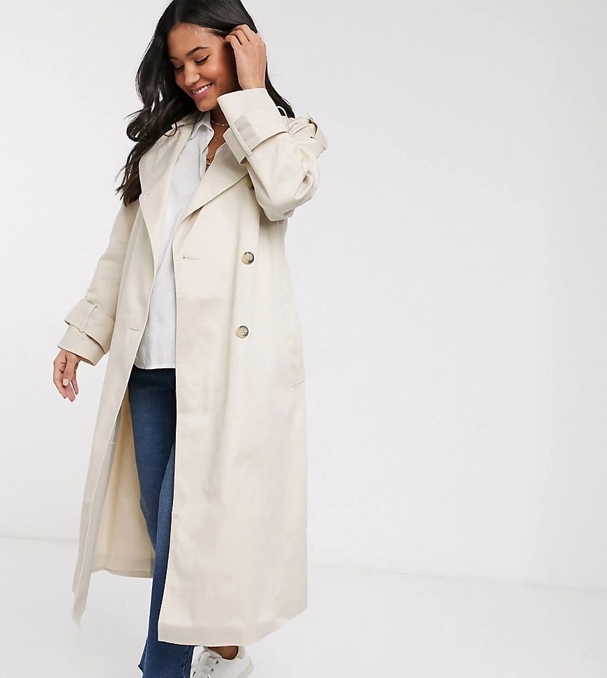 ASOS DESIGN Maternity longline trench coat in stone-Cream | ASOS (Global)