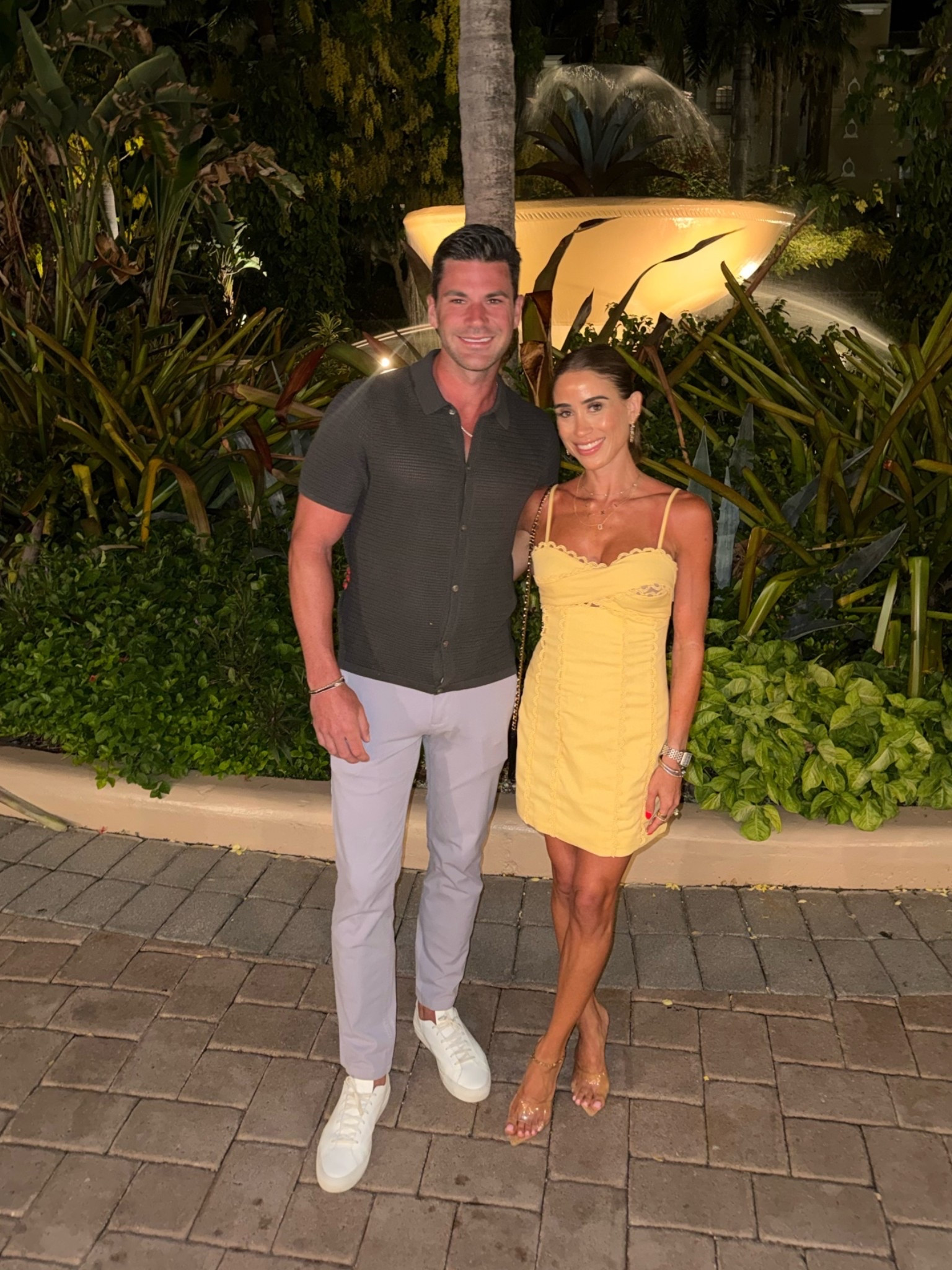 Couples vacation outfit idea: I’m wearing size 2 in they yellow mini dress. He’s wearing size m in the knit top and size 30 purple pants

#LTKPetite #LTKTravel #LTKMens