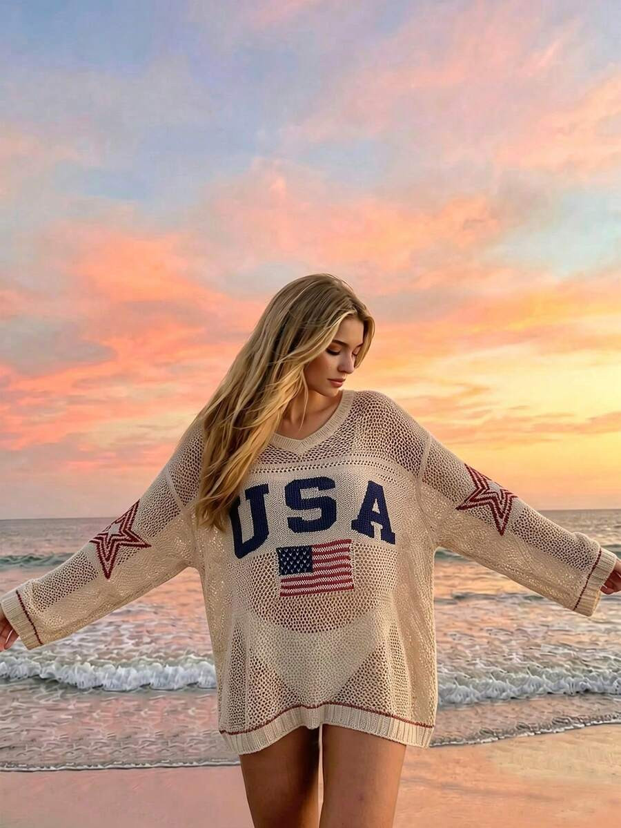 NEWSHEIN Swim Chiccia Women's European And American Solid Color Beach Vacation Sexy Hollow Out Sh... | SHEIN