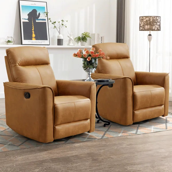Kayelyn 31.5" Wide Modern Ultra Comfortable Swivel and Rocker Manual Recliner Chair (Set of 2) | Wayfair North America