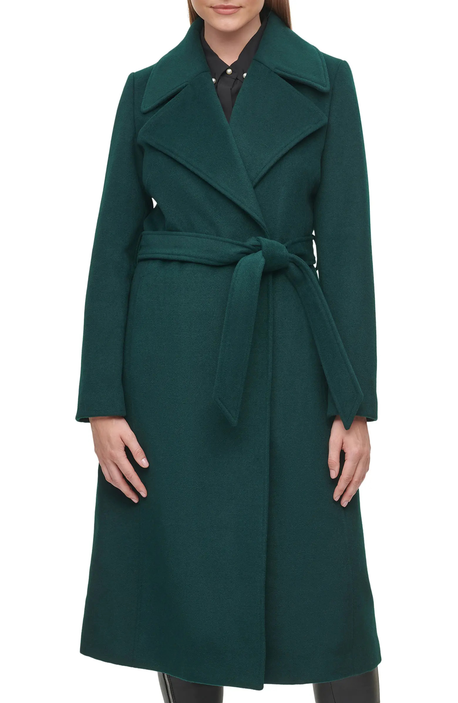 Long Wool Blend Wrap Coat | Nordstrom