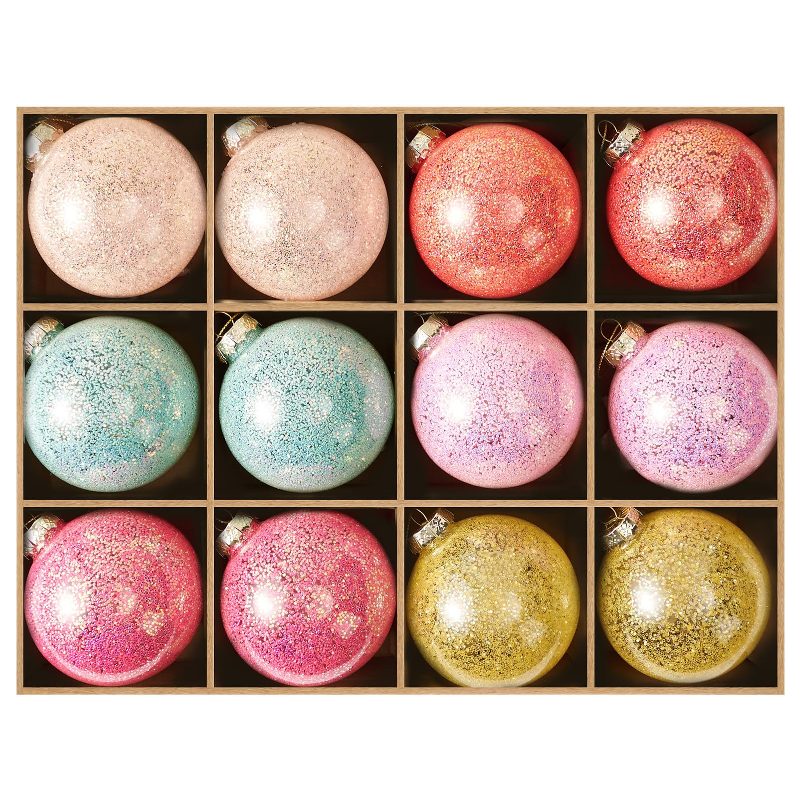 WDS WONDROUS Christmas Ball Ornaments Set of 12 – Pink and Blue Glitter Filled Xmas Tree Decora... | Amazon (US)