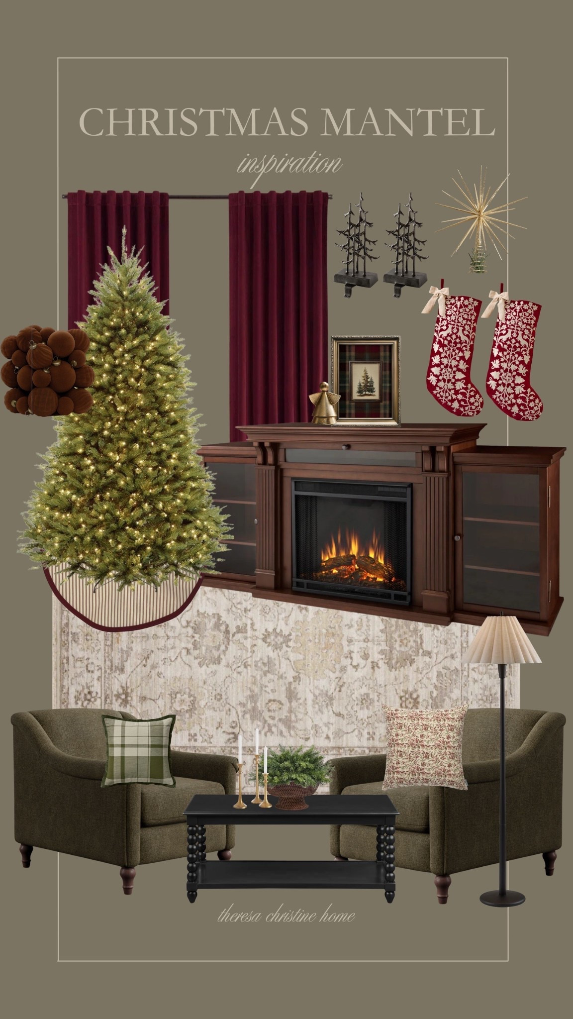 Christmas mantel living room inspiration! 🤎🎄✨❤️🎁 Loving the way this moody, vintage home looks with sparkling Christmas decor  

#LTKHoliday #LTKHome