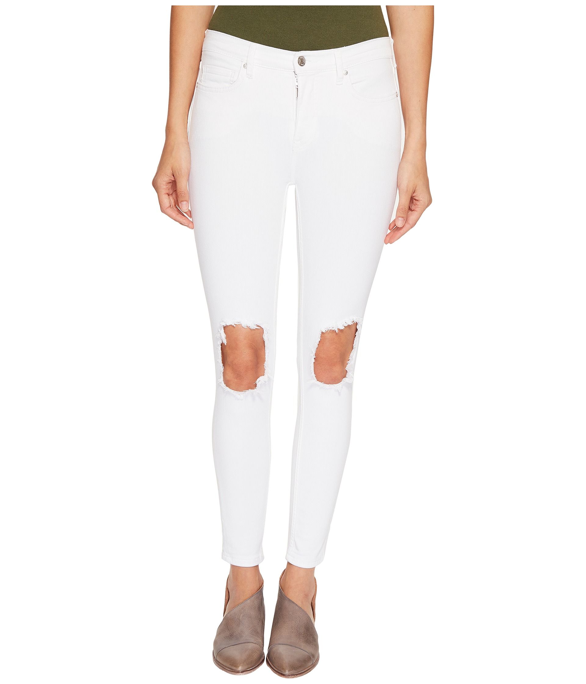 Free People Jeans Busted Skinny in White | Zappos