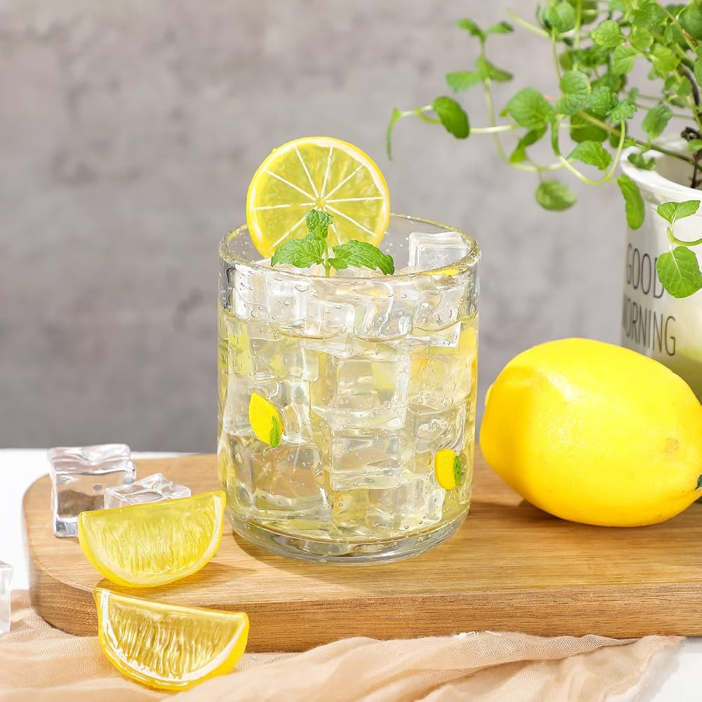 1 Pcs Lemon Icon Juice Glasses, 14oz Yellow Lemon Stemless Wine Drinking Juice Glass Cup for Birt... | Amazon (US)