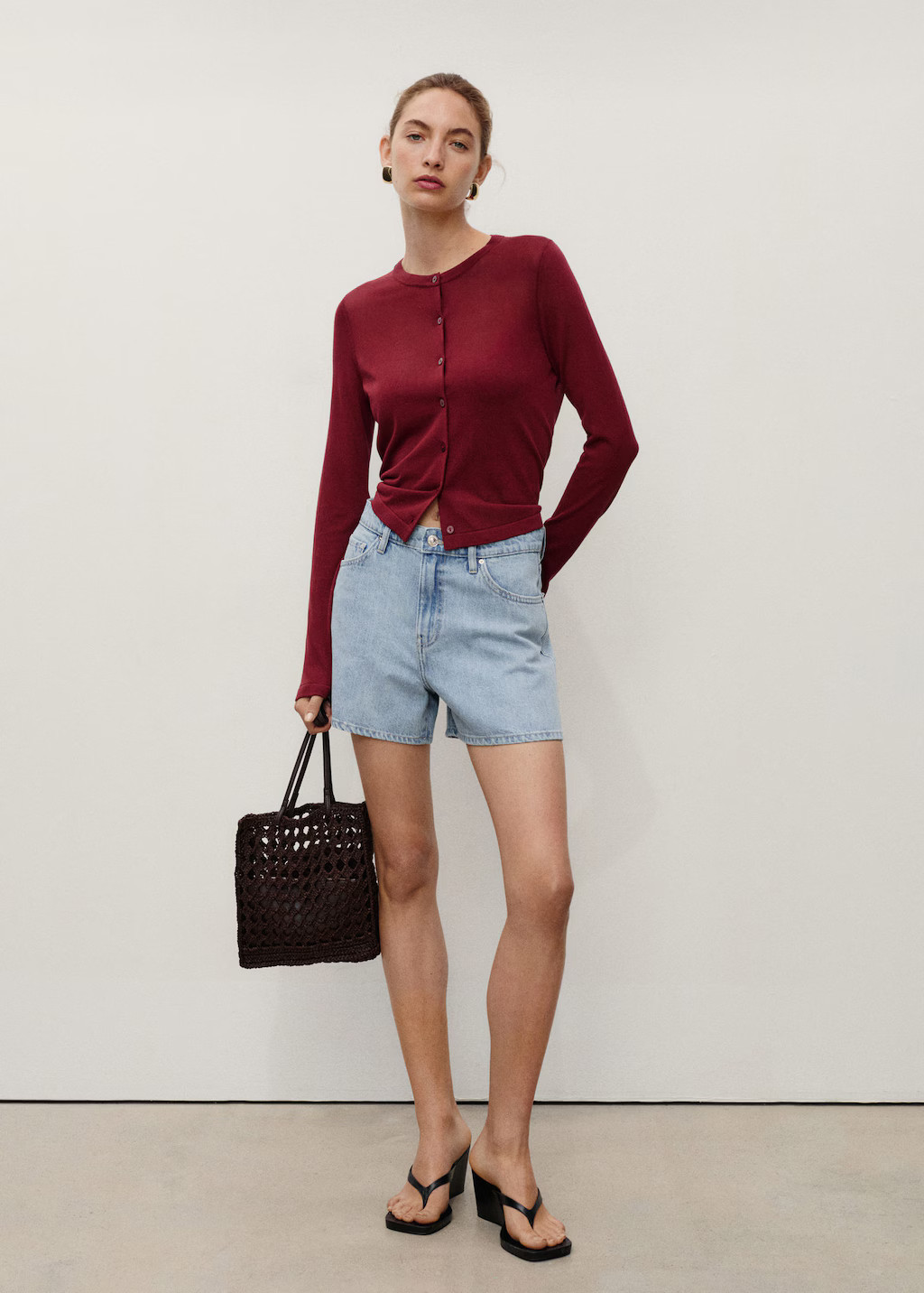 High-waisted straight-fit denim shorts light blue - Woman - 0 - MANGO | Mango (US/MX/AU)