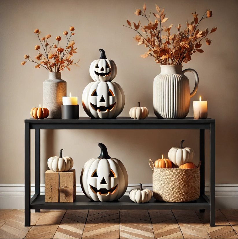Cozy, neutral Halloween vibes 🎃✨ This console table is styled with Walmart finds that are affordable, minimal, and perfect for fall. I love mixing stacked jack-o’-lanterns with neutral stone pumpkins, cozy woven textures, and warm candles to create a festive entryway that feels both modern + welcoming.

The best part? Everything is budget-friendly, so you can refresh your Halloween decor without overspending. 🍂🕯️ 

Tap the photos to shop these exact pumpkins, stems, candles, and baskets to recreate this look in your own home! 

 #LTKHalloween #LTKSeasonal #LTKHome