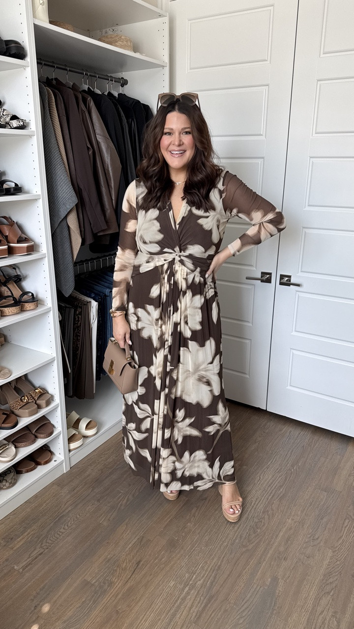 Size: Large • 
I think I just found THE fall dress and it’s on sale right now. The chocolate brown, the oversized floral print, the wrap waist… she understood the assignment. It’s one of those dresses that looks so elevated but is still comfortable enough to actually wear all day.

Perfect for fall weddings, family photos, date night, Thanksgiving, fall events or anytime you need an easy outfit that makes it look like you tried way harder than you did. 

#FallDress #FallFashion #FallOutfitIdeas #MidsizeFashion #AmazonFashion

#LTKootd #LTKgrwm #LTKMidsize