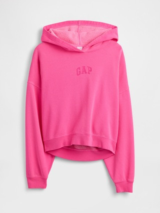 Relaxed Gap Mini-Logo Cropped Hoodie | Gap Factory