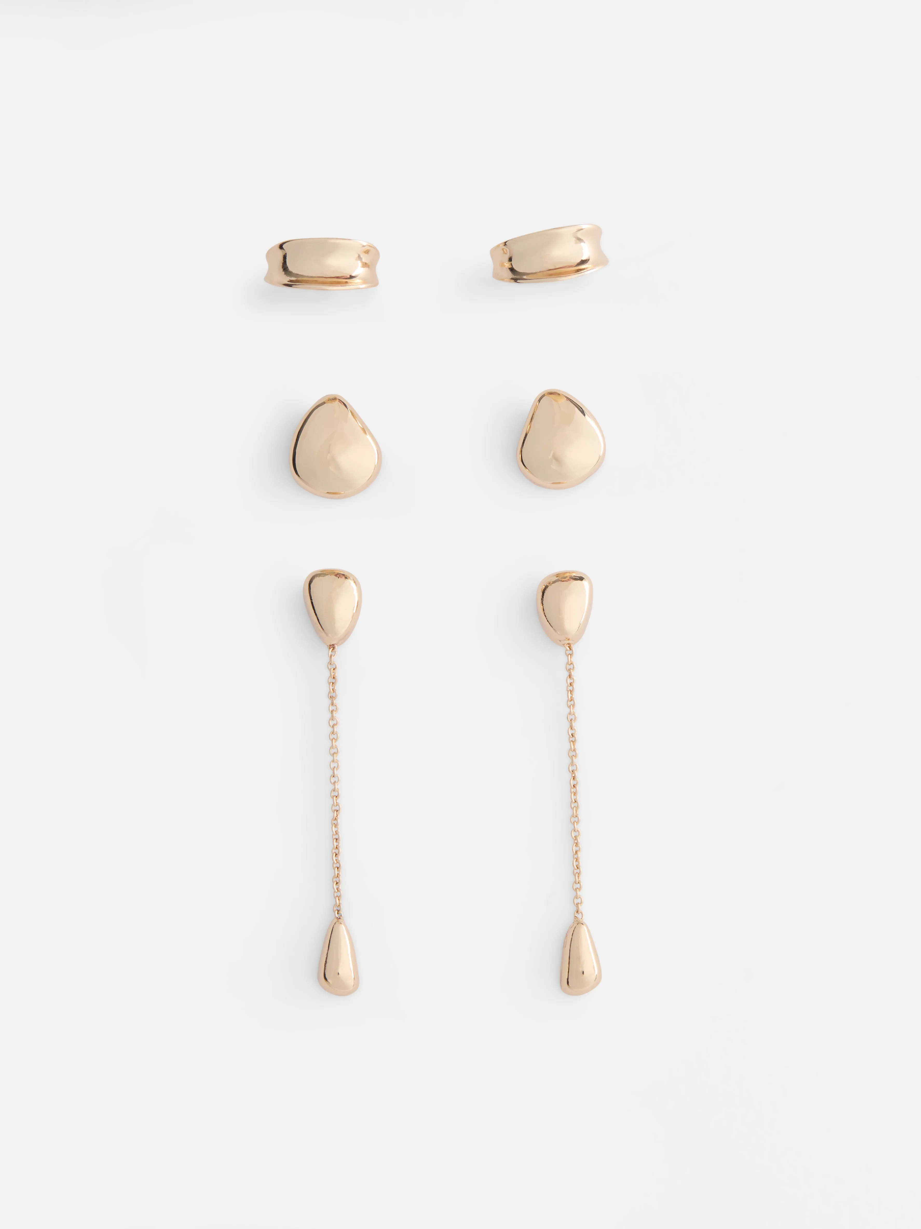 Scoop Women's Gold Tone Mixed Shape Drop Earrings, 3-Pairs | Walmart (US)