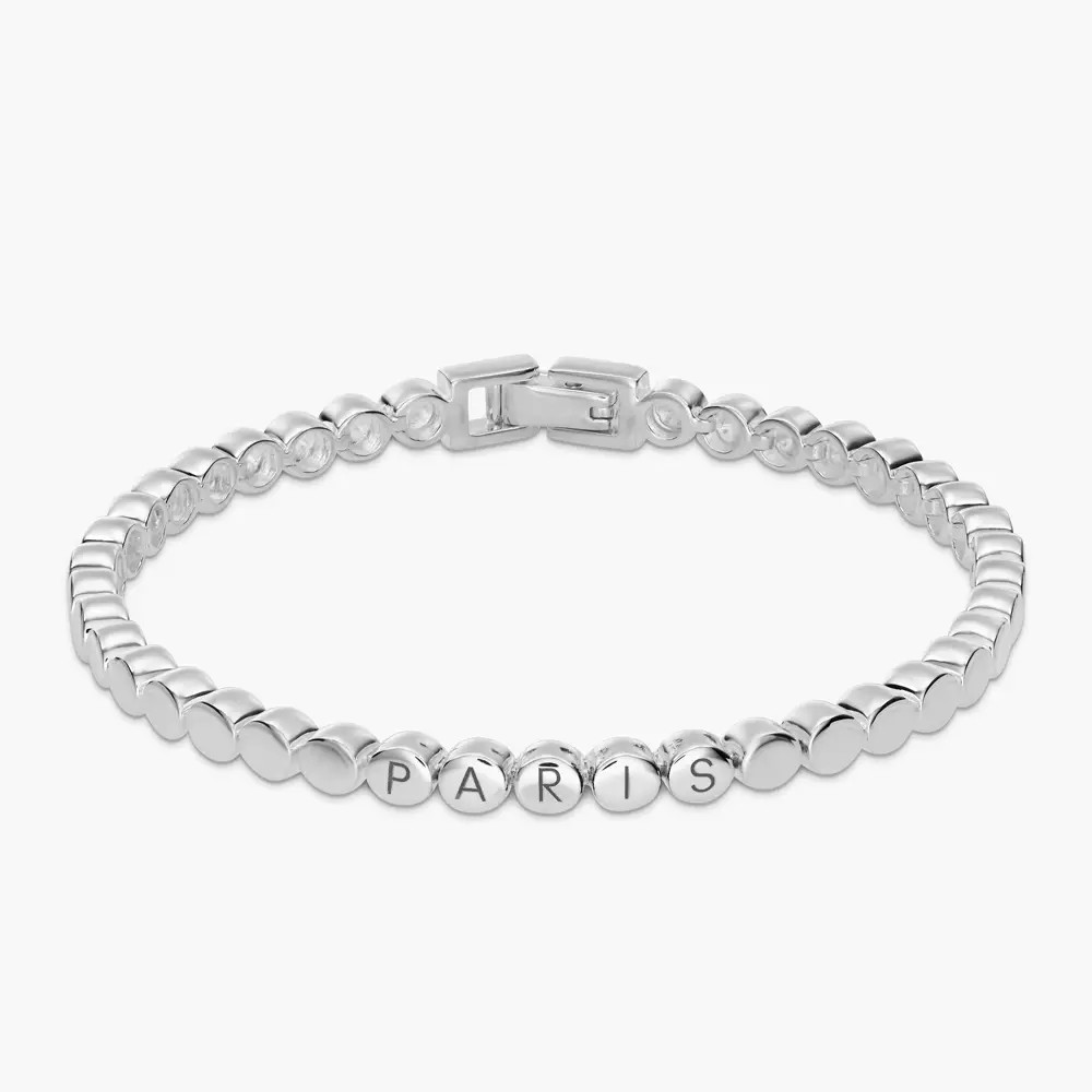 Engraved Dot Bracelet - Silver | Oak & Luna (US)