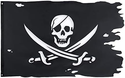 Jack Rackham Flag 3x4.8Fts Broadsword Old Skull Bones Pirate Banner Creepy Ragged | Amazon (US)