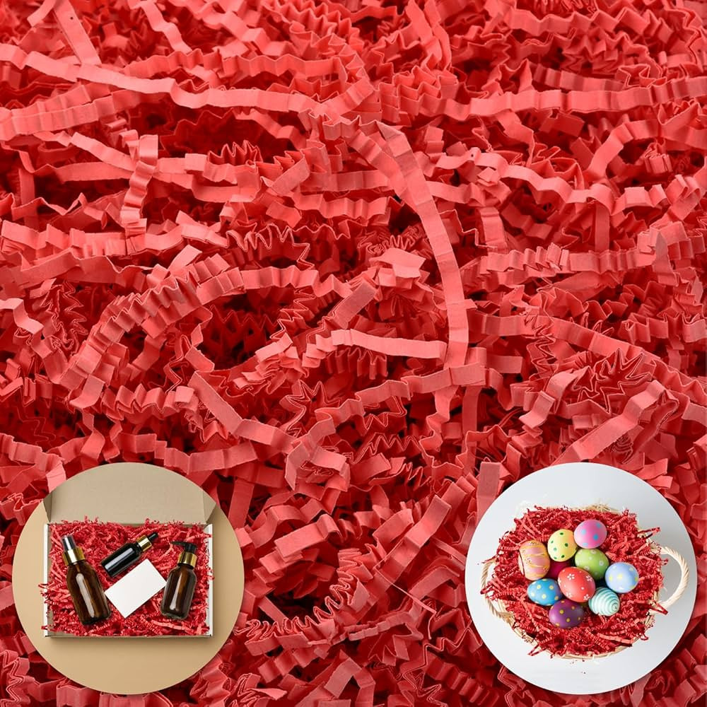 Darfukei Shredded Paper For Gift Baskets, 1/2LB (8 oz) Red Crinkle Paper Filler for Mother's Day ... | Amazon (US)