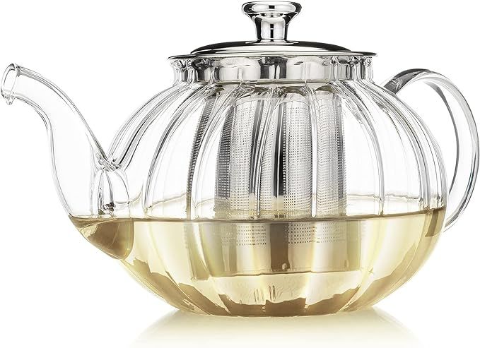 Teabloom Vienna Glass Teapot – Stain-Free Heatproof Glass – Stovetop Safe – Removable Stain... | Amazon (US)
