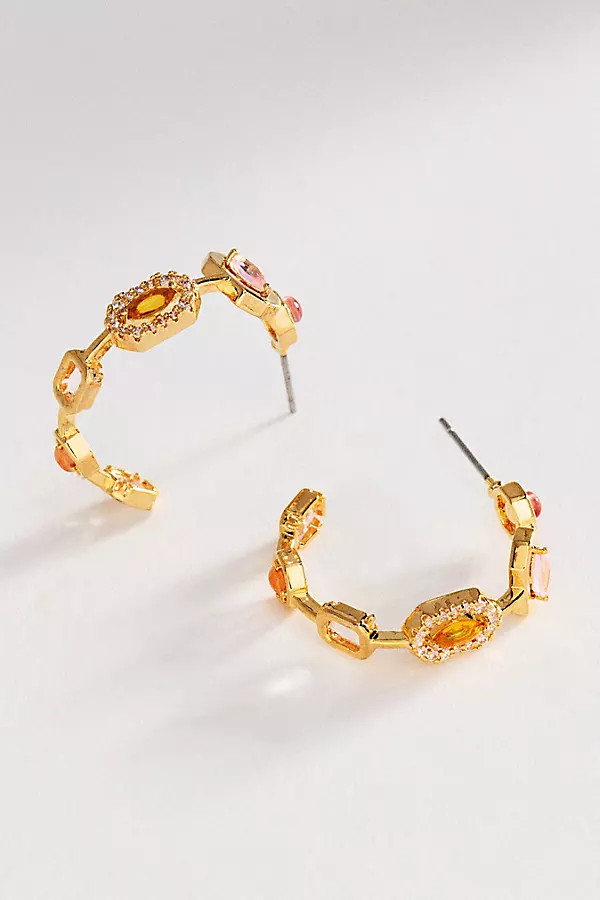 Mixed Crystal Mini Hoop Earrings | Anthropologie (US)