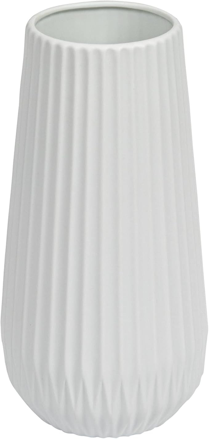 Bloomingville Tall White Ceramic Fluted Vase | Amazon (US)