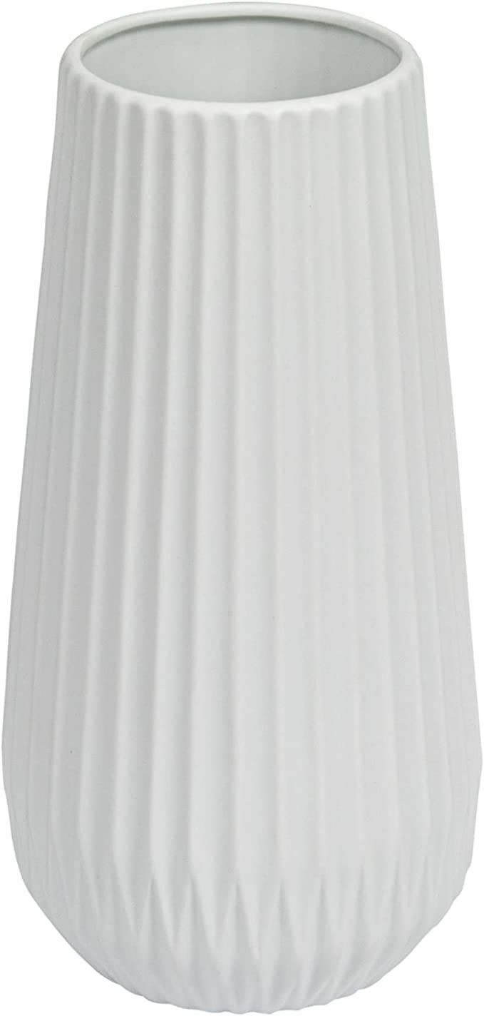 Bloomingville Tall White Ceramic Fluted Vase | Amazon (US)