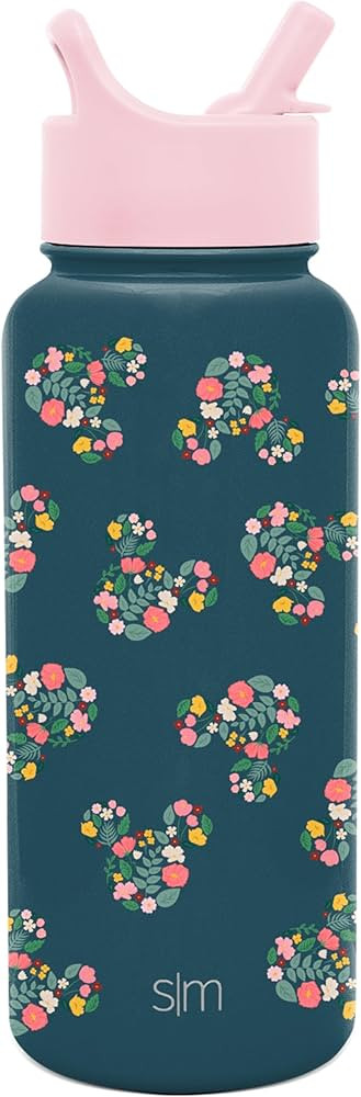 Simple Modern Disney Mickey Mouse Water Bottle with Straw Lid Insulated Stainless Steel Metal The... | Amazon (US)