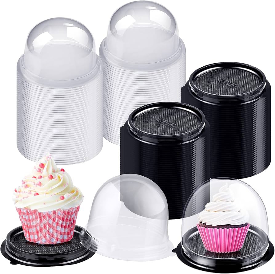Honeydak 50 Pieces Clear Individual Cupcake Container Cupcake Carrier Holder Box Single cake Boxe... | Amazon (US)