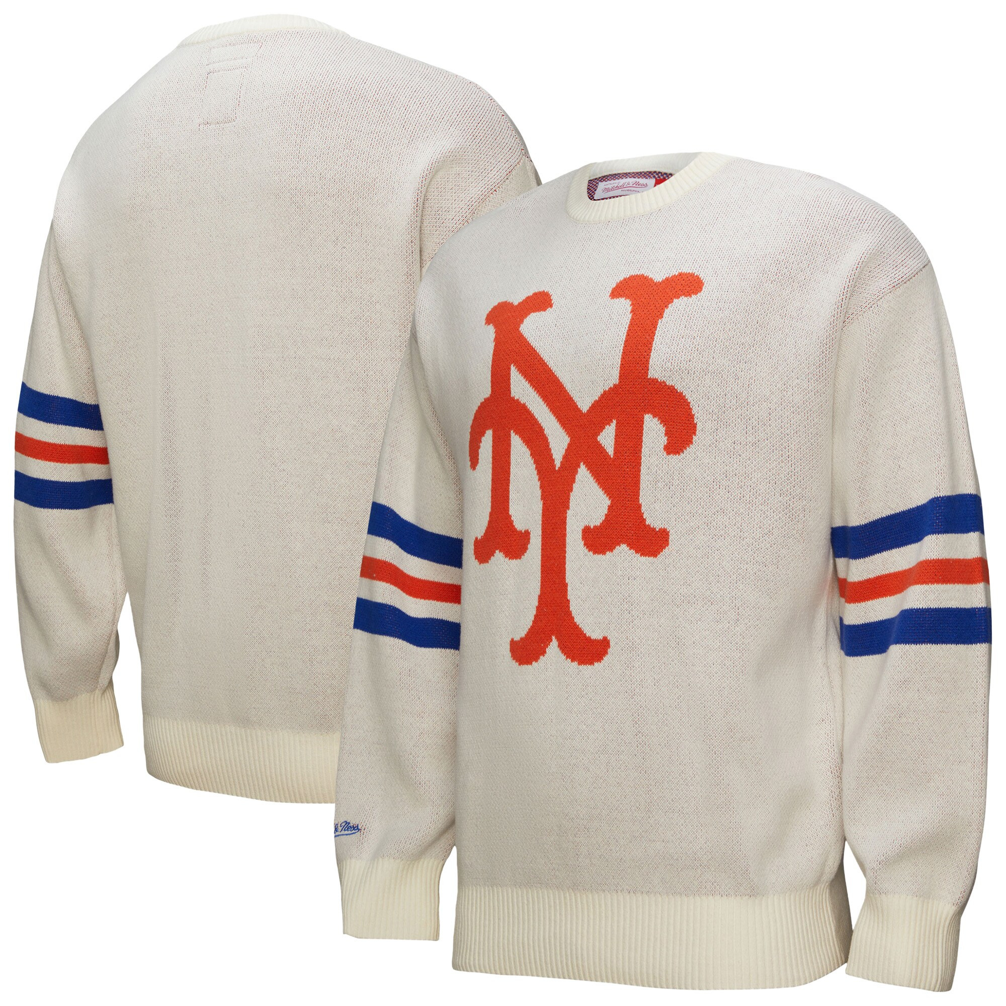Men's New York Mets Mitchell & Ness Cream Retro Pullover Sweater | MLB Shop