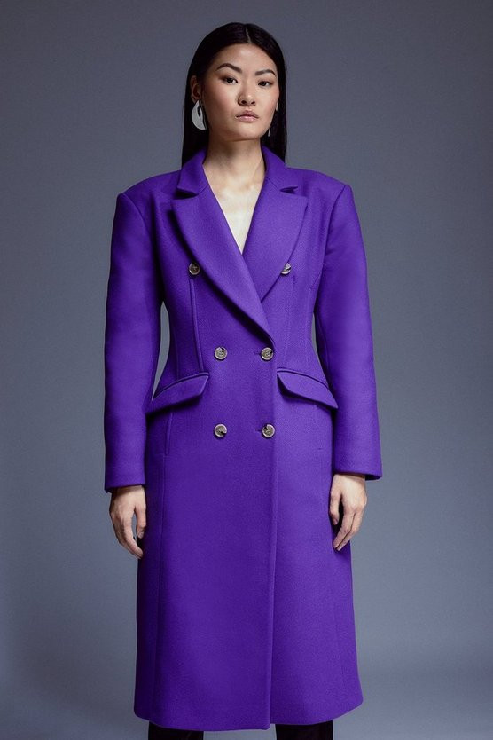 Petite Italian Manteco Wool Hourglass Coat | Karen Millen UK + IE + DE + NL