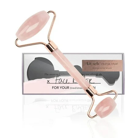 Kitsch Rose Quartz Roller for Face 1-Piece Genuine Semi-Precious Gemstone Jade Derma Roller Manual | Walmart (US)