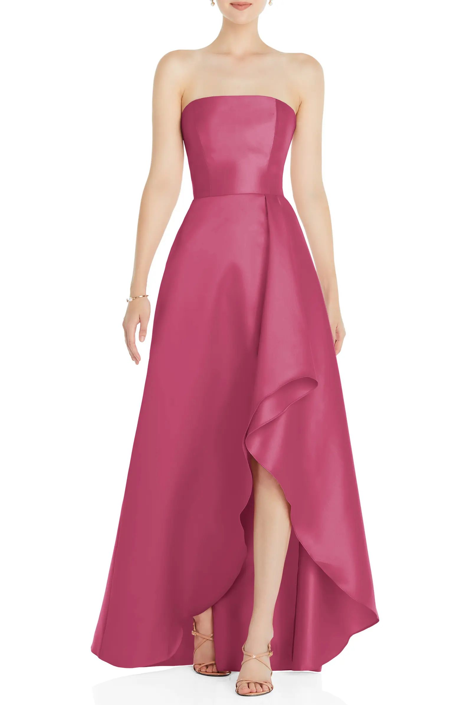 Alfred Sung Strapless Satin Gown | Nordstrom | Nordstrom