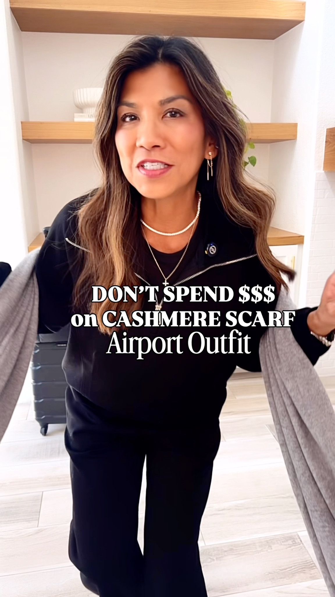 I’m 5’2” 118#ish for reference 
100% Cashmere Wrap/Scarf: perfect all year round and great holiday gifting.
Black Set in small.
Shirt underneath in small tts.
Boots tts.
Crossbody bag is the small one and I looove it! 
Wore this airport outfit for a long flight to Europe 2 weeks ago. 

 airport outfit, travel outfit, Amazon finds, fall outfits,fashion over 40, over 50 style, midlife fashion, petite fashion,midlife fashion, affordable fashion, fashion over40 

#LTKPetite #LTKFindsUnder50 #LTKTravel

#LTKPetite #LTKGiftGuide #LTKTravel

#LTKTravel #LTKHoliday #LTKGiftGuide