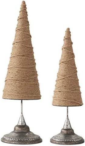 K&K Interiors 53408A Set of 2 Cone Christmas Trees Wrapped in Jute On Stand, Brown | Amazon (US)