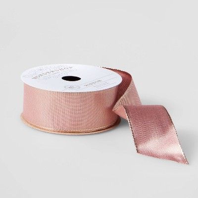 1.5" Metallic Fabric Ribbon Rose Gold 20ft - Wondershop™ | Target