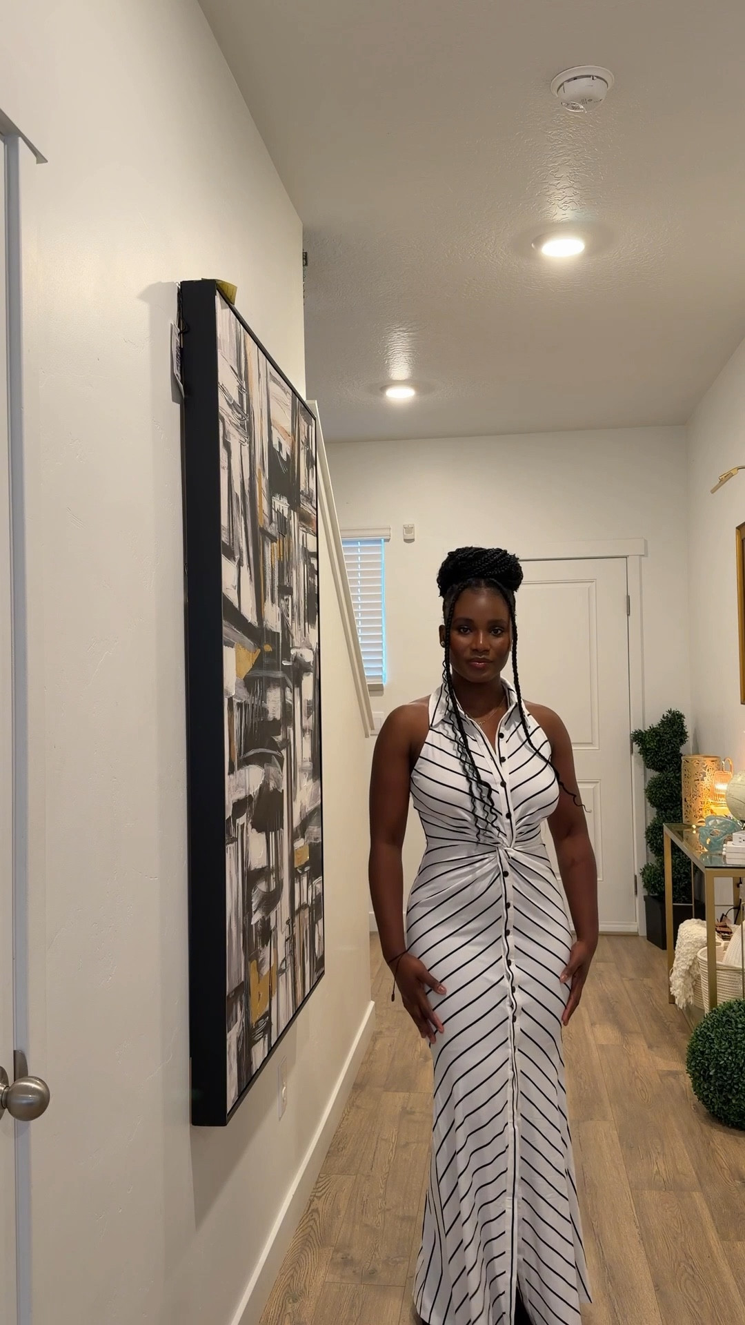 Vacation dress, lounge dresses 
Dress is from Fashion Nova : You better stripped maxi dress . Size : Medium 

#LTKootd #LTKValentine #LTKgrwm