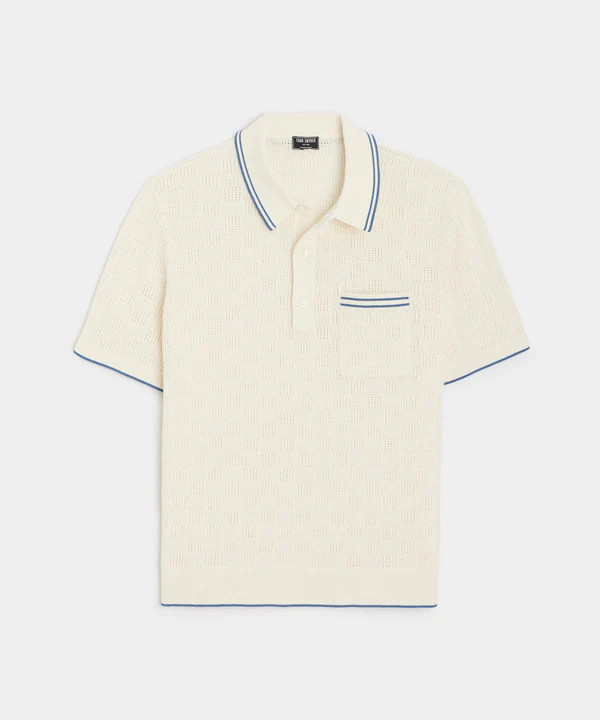Open Stitch Squares Polo in Bisque | Todd Snyder
