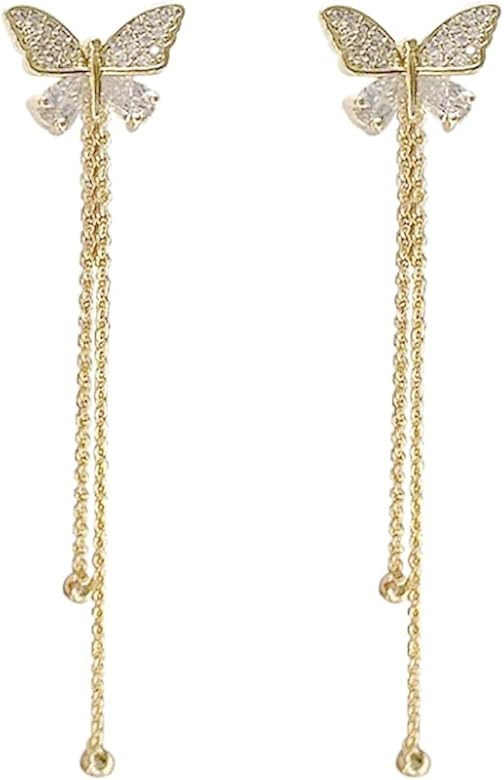 papasgix Chain Earrings for Women, 14K Gold Plated Hoop Earrings for Teen Gilrs, Dainty Tiny Tren... | Amazon (US)