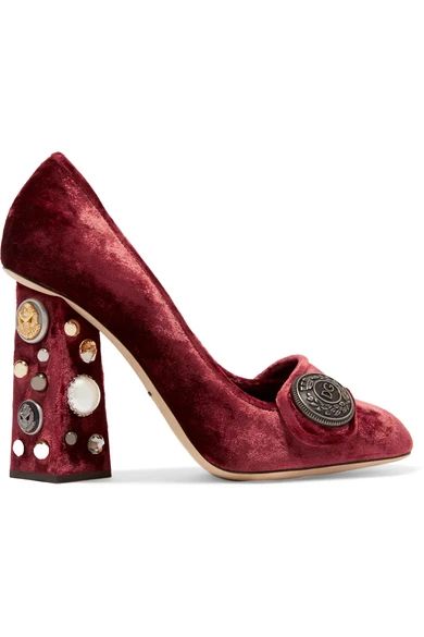 Dolce & Gabbana - Embellished Velvet Pumps - Red | NET-A-PORTER (UK & EU)
