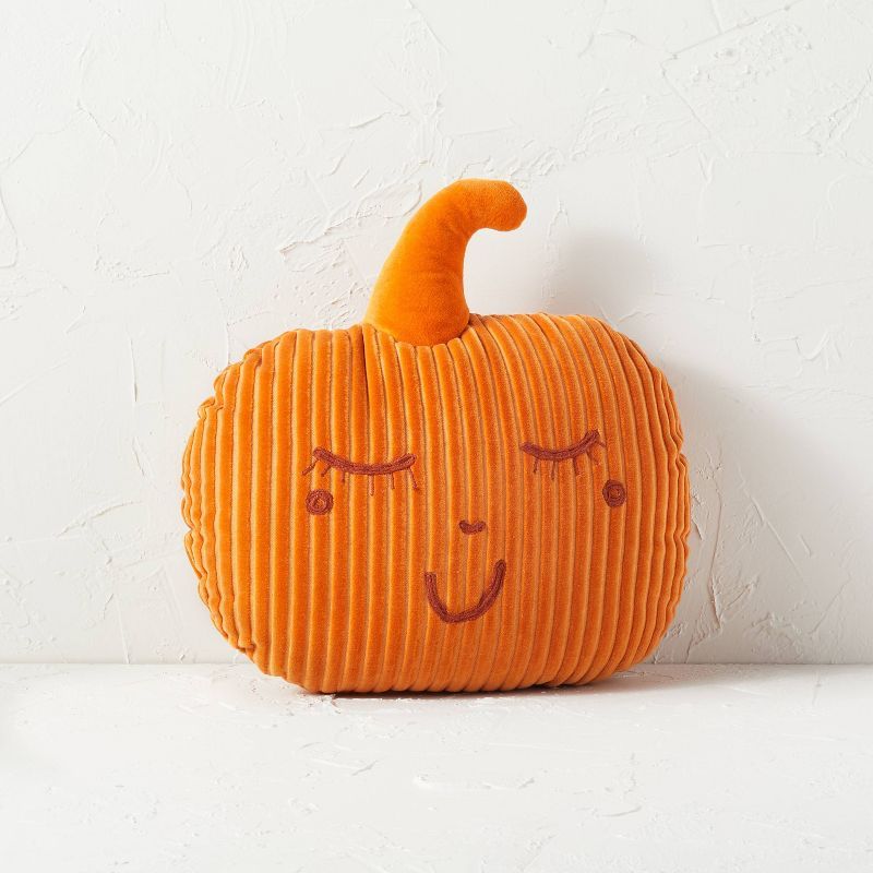 Embroidered Corduroy Pumpkin Shaped Throw Pillow Orange - Opalhouse™ designed with Jungalow™ | Target