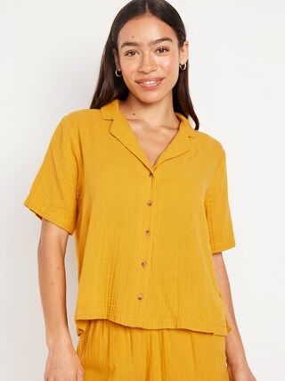 Crinkle Gauze Button-Down Top | Old Navy (CA)