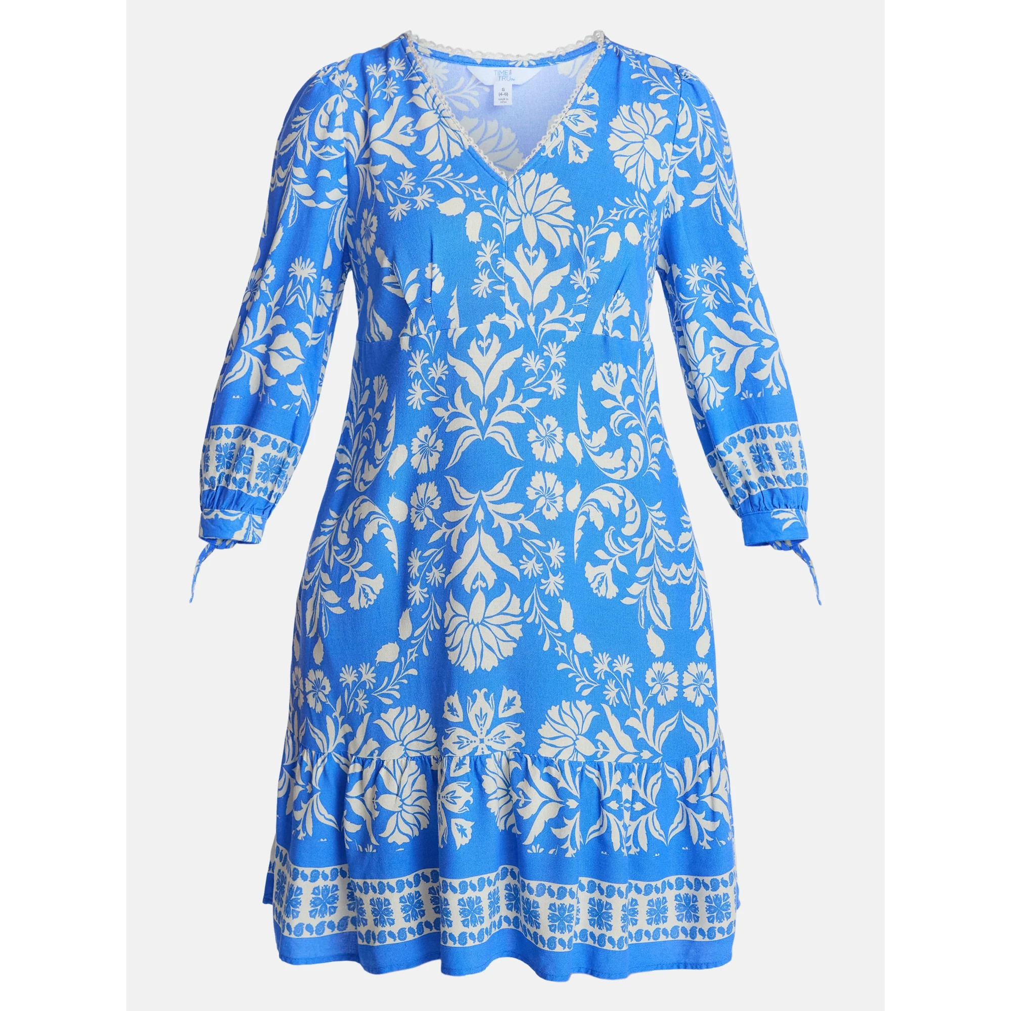 Time and Tru Women's A-Line Border Print Mini Dress, Sizes XS-XXXL | Walmart (US)