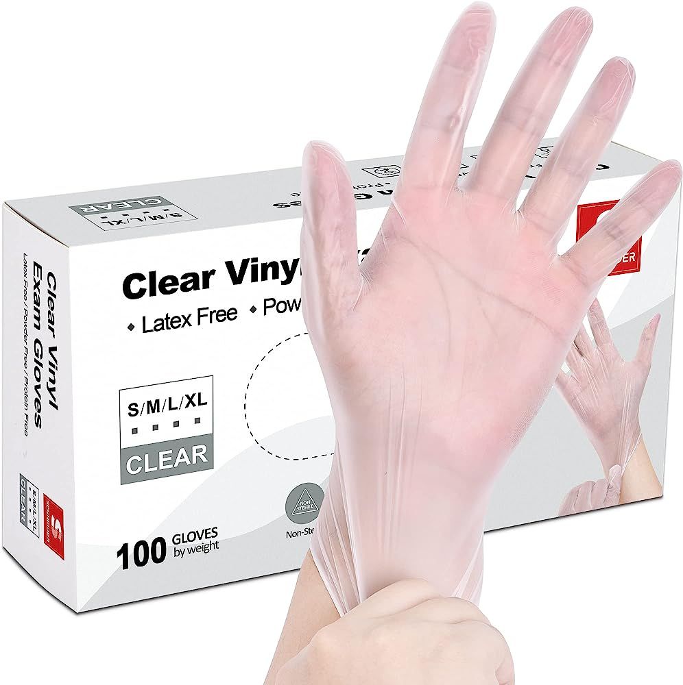 Schneider Clear Vinyl Exam Gloves, Latex-Free, Disposable Medical Gloves, Cleaning Gloves, Food S... | Amazon (US)