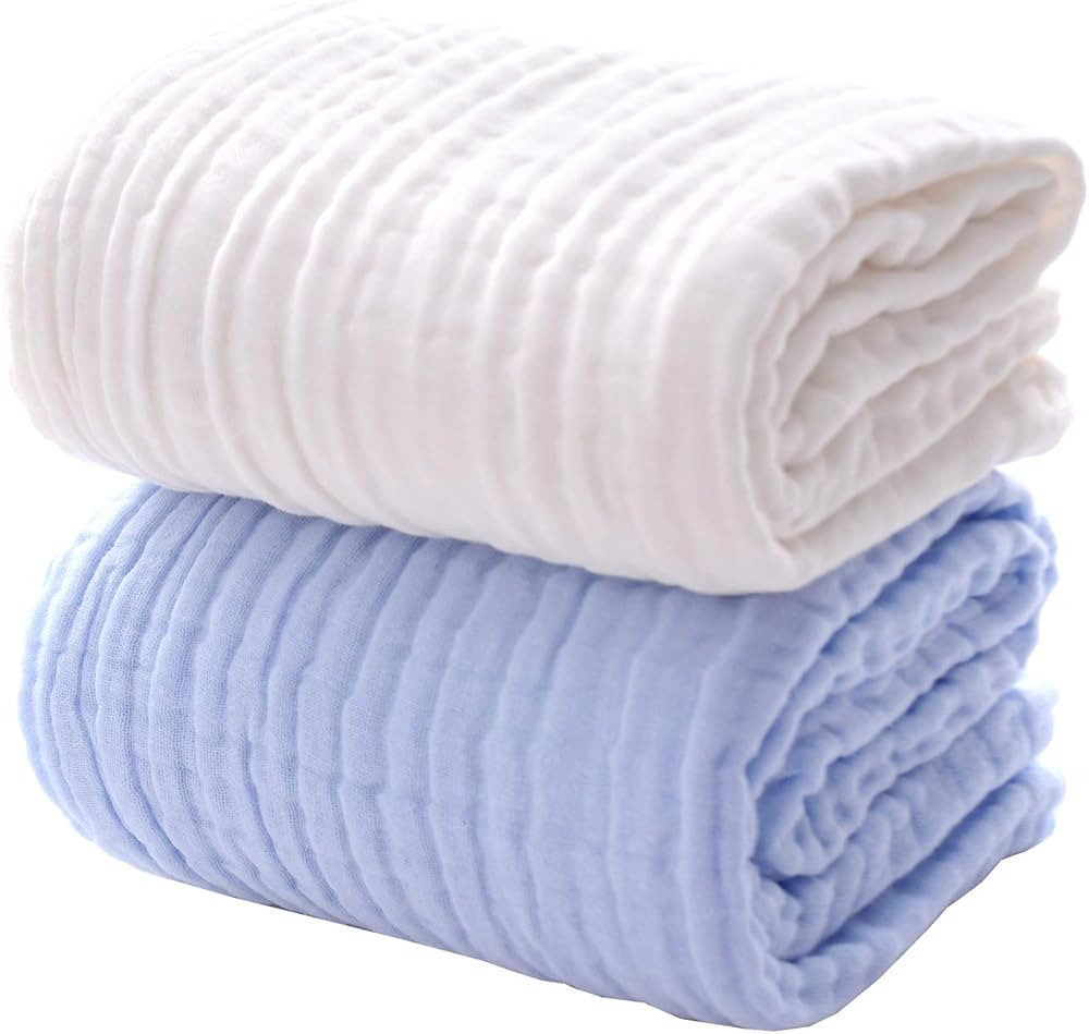 MUKIN Baby Bath Towels, Super Soft Cotton Receiving Blanket for Baby's Delicate Skin,2Pack Swaddl... | Amazon (US)
