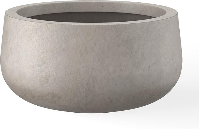 Kante 15.7" Dia Round Concrete Planter, Outdoor Indoor Garden Plant Pots with Drainage Hole and R... | Amazon (US)