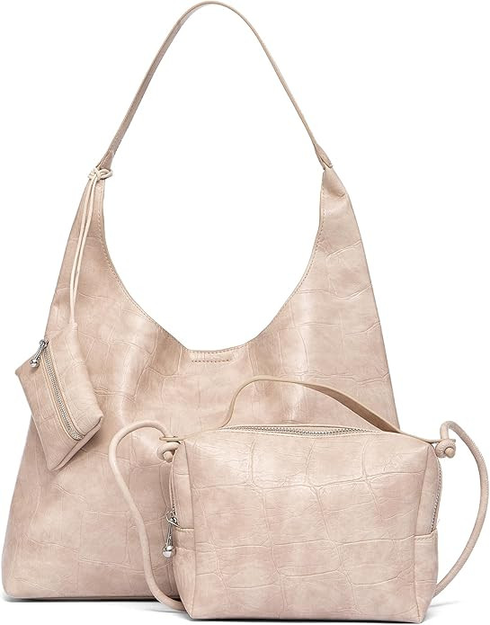 NEWBELLA Women's Hobo Purse - Faux Leather Shoulder Bag & Tote Handbag, Spacious Work Bag for Com... | Amazon (US)
