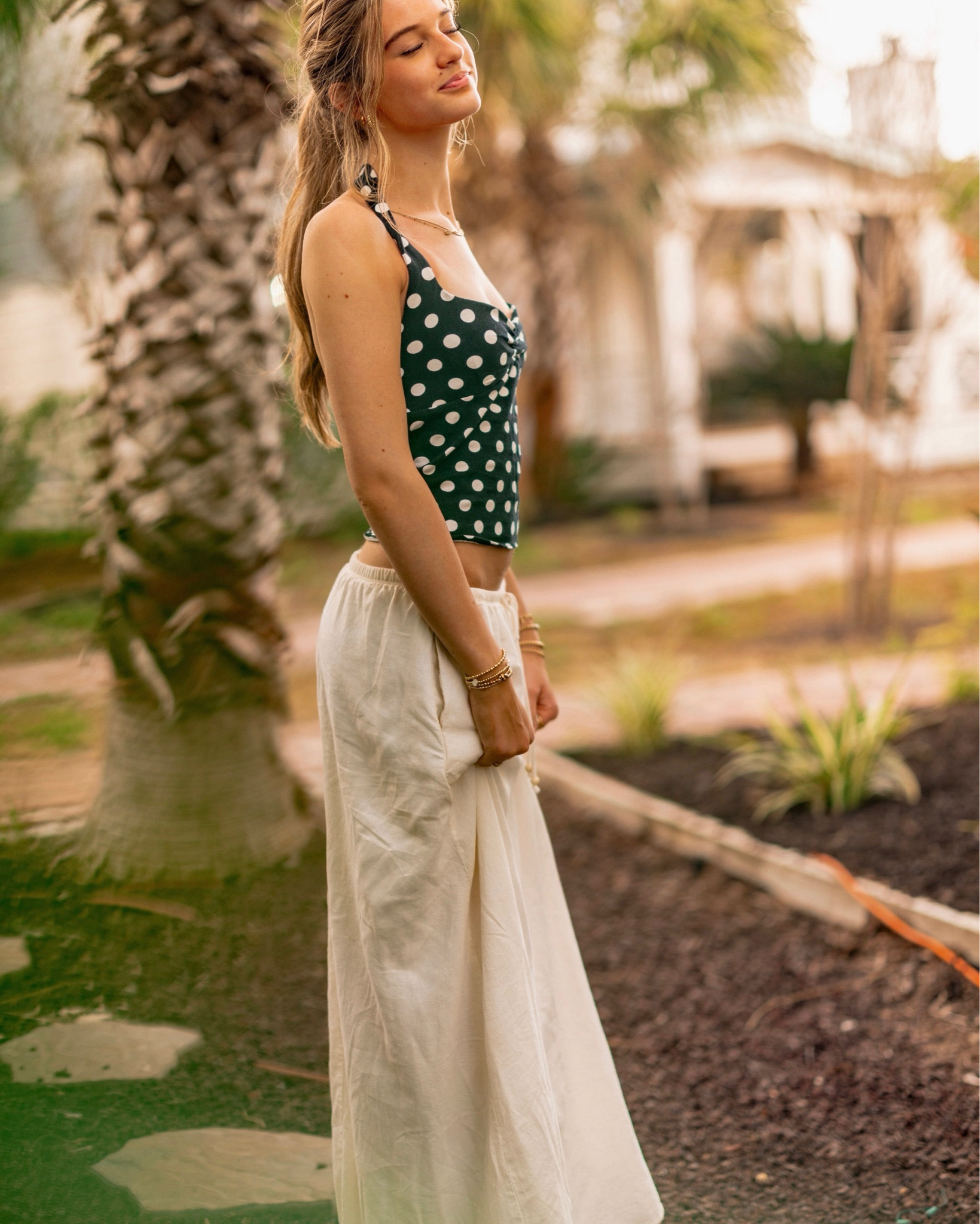 Golden hour + teen style done right ✨ 

This outfit is giving effortless teen coastal vibes 🤍 The polka dot top + flowy skirt combo is such a cute, age-perfect look—stylish but still comfy and easy.

Perfect for beach days, hanging with friends, or those warm spring nights 🌿☀️

Everything is linked on LTK for your teen’s closet refresh 💛

Happy 15th Birthday Blayke! 
