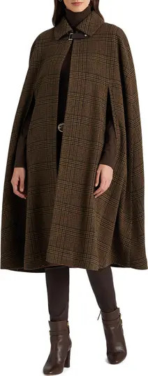Lauren Ralph Lauren Plaid Wool Blend Long Cape | Nordstrom | Nordstrom