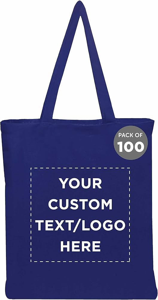 DISCOUNT PROMOS Custom Cotton Canvas Tote Bags Set of 100, Personalized Bulk Pack - Reusable, Gre... | Amazon (US)